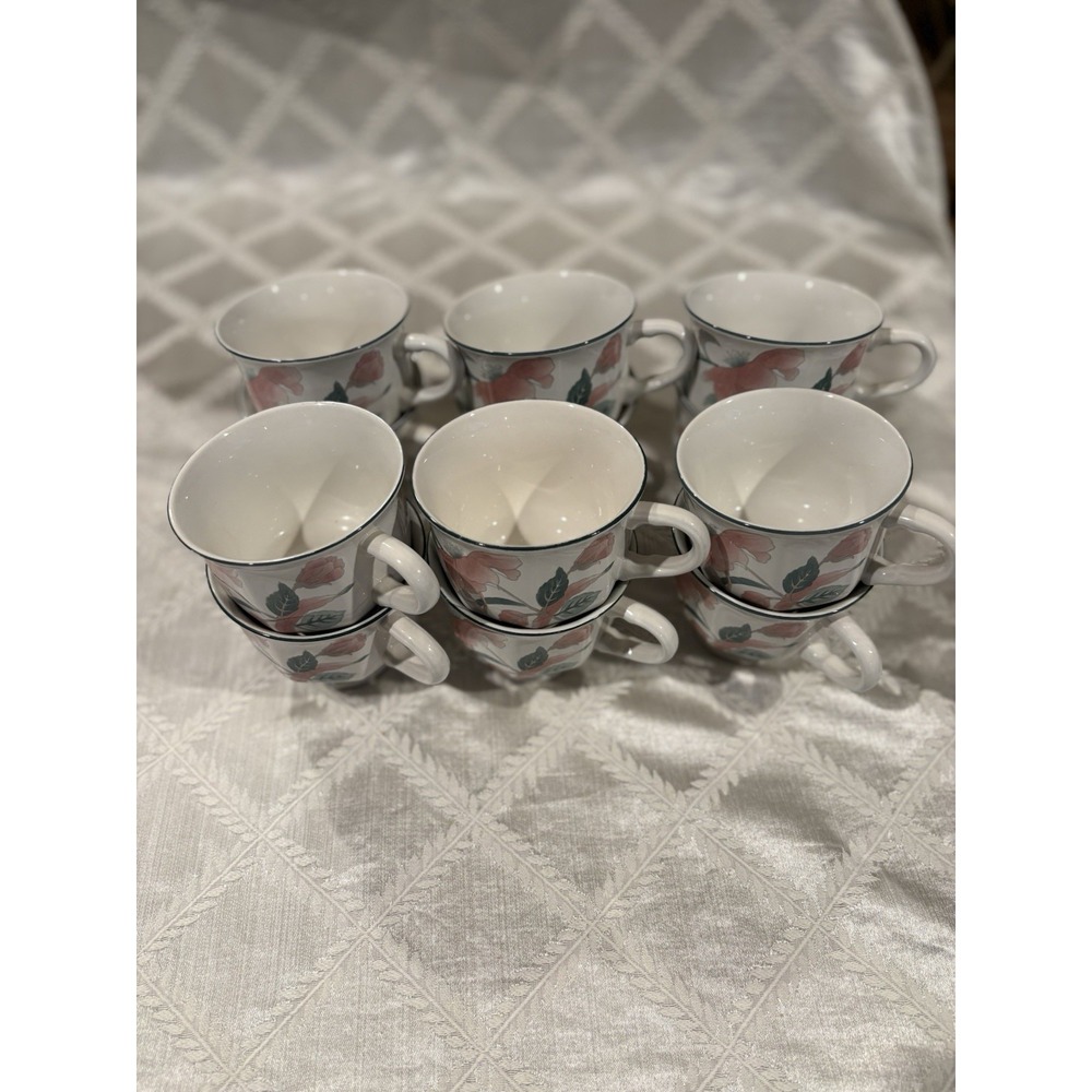 Mikasa Continental Silk Flowers Footed Tea Cups And Saucers Set of 4 (8 pieces)